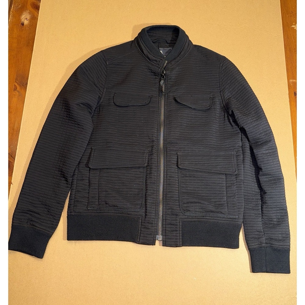 PRANA Women's Minx Bomber Jacket Pockets Textured Mock Collar Zip Black Size M
